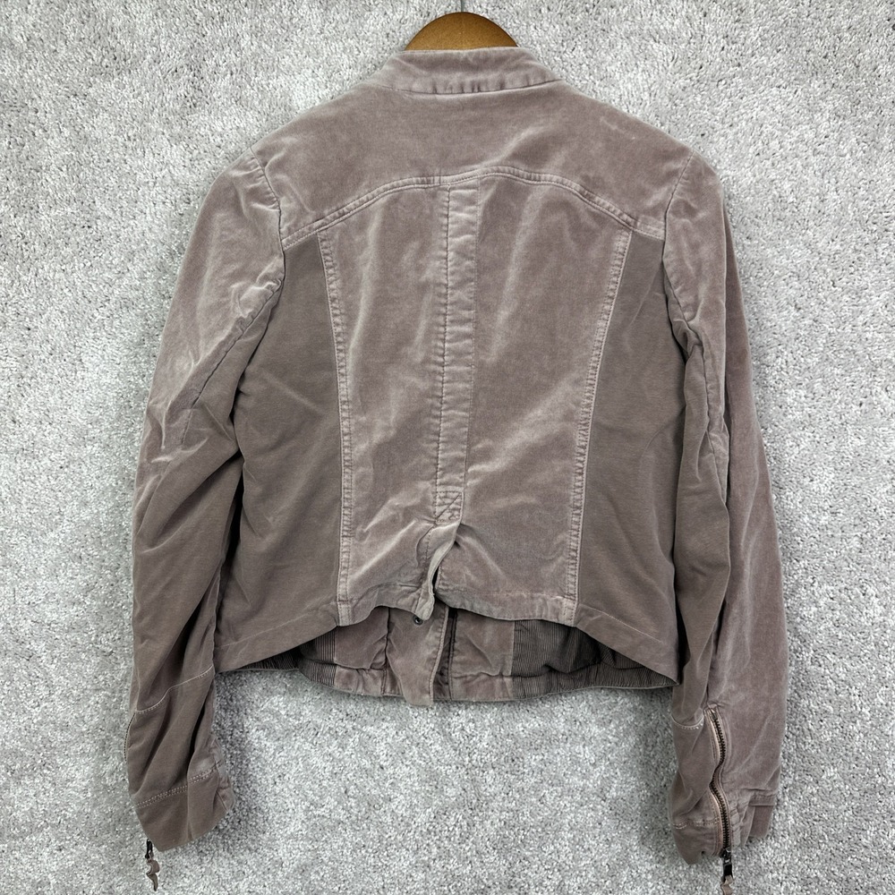 Marrakech Moto Velvet‎ Jacket Pink/Gray Collared Zip Pockets Size Medium - Picture 6 of 8